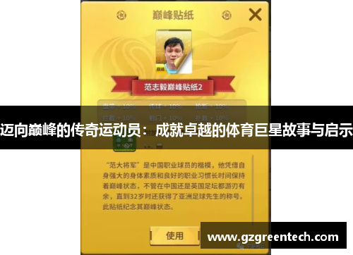 迈向巅峰的传奇运动员：成就卓越的体育巨星故事与启示